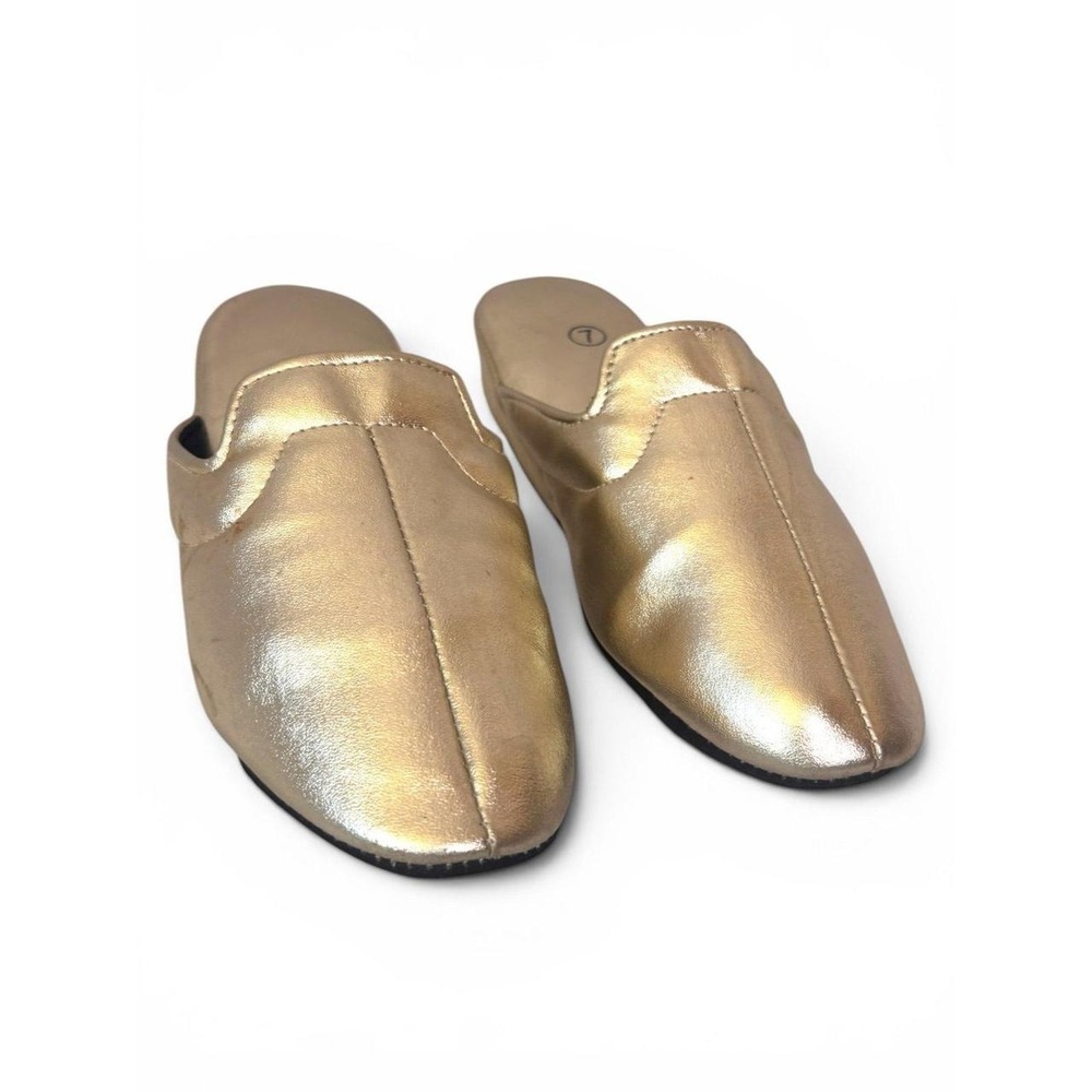 Vintage Gold Metallic Mule House Slippers – Size 7 - Picture 3 of 7
